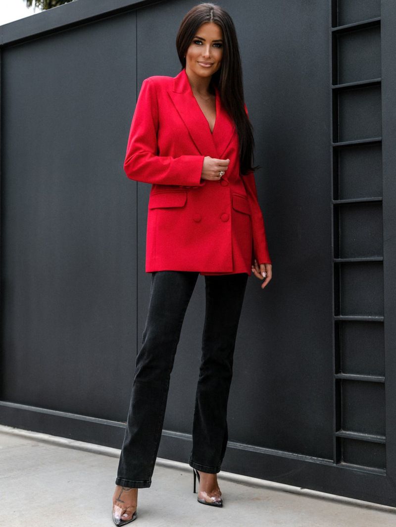 Abbigliamento da donna Autunno e inverno Giacca da abito doppiopetto a maniche lunghe con colletto_voghion.com
