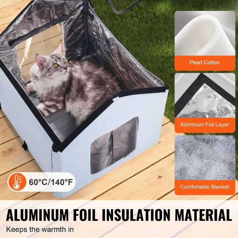 Pad House Shelter Small Foldable Kitty Heated Blue With Heated Cat_voghion.com