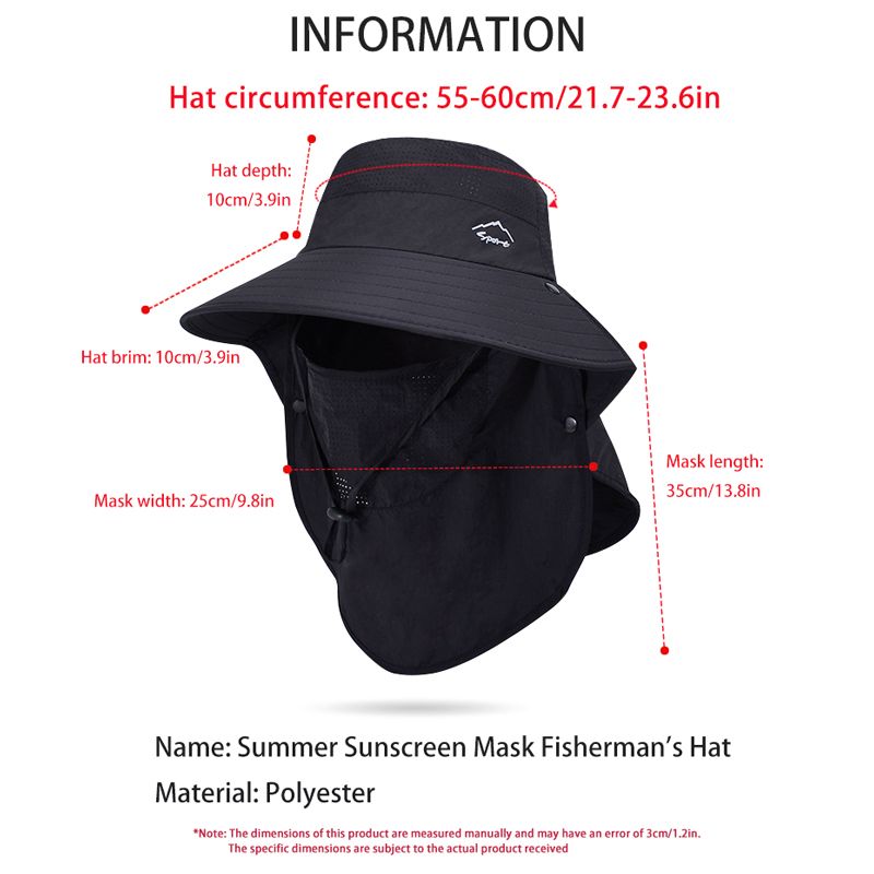 Moda Xioguan 100% poliestere 4 primavera/estate maschera da pescatore all'aperto, cappello di protezione, cappello da sole a scialle a tesa larga_voghion.com