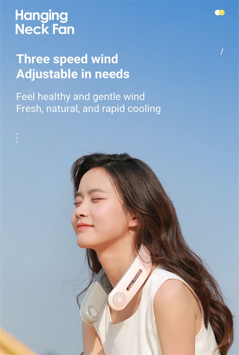 Ventilatore da collo pieghevole 2024 nuovo transfrontaliero con ricarica USB, display digitale, silenzioso, portatile, mini ventilatore da esterno_voghion.com