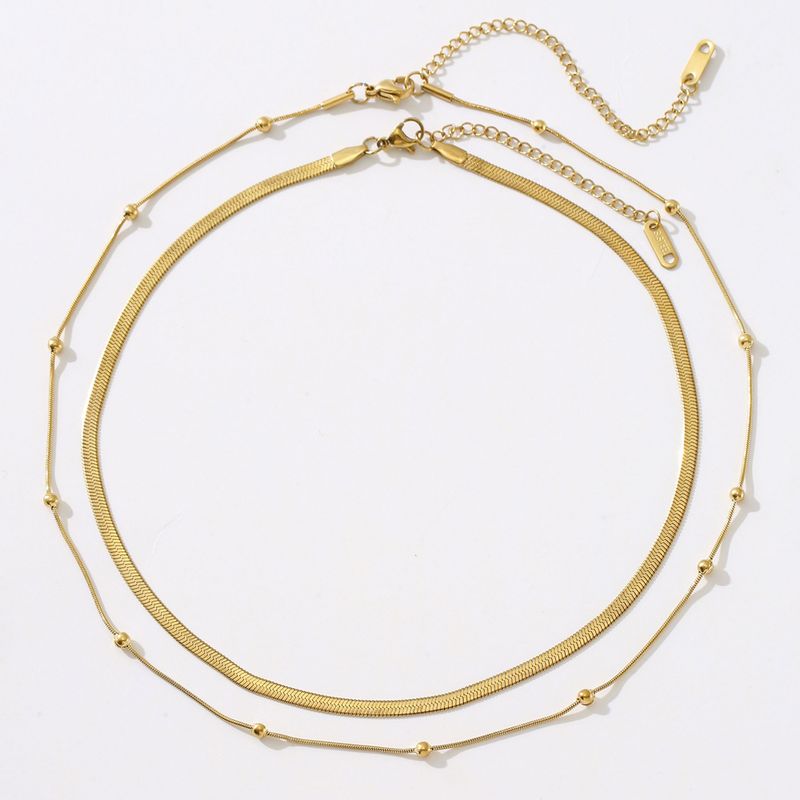 Chain Necklaces Cold Style 18K Gold Titanium Steel Non Fading Necklace For Women Double Layered Niche Fashion Necklace Snake Bone Necklace For Women_voghion.com