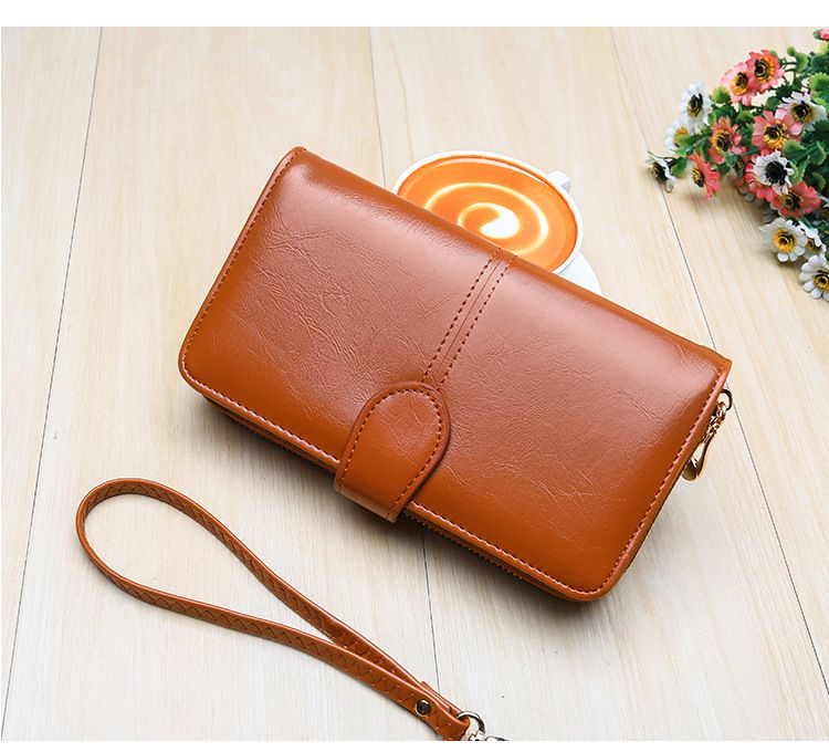 Explosive Damen Geldbörse 2024 Neuer Reißverschluss Ölwachs Leder Geldbörse Schnalle Handytasche Ölleder Neue PU Clutch_voghion.com