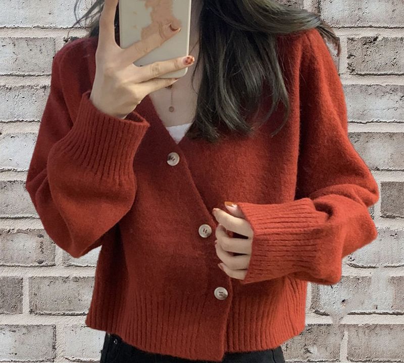 Giacca maglione caldo stile delicato con fibbia diagonale larga per donna autunno 2024 nuovo cardigan lavorato a maglia a maniche lunghe e corte_voghion.com