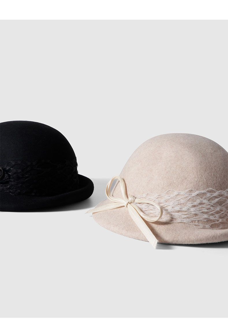 Neue Damen-Mini-Baskenmütze aus Wolle mit Schleife_voghion.com