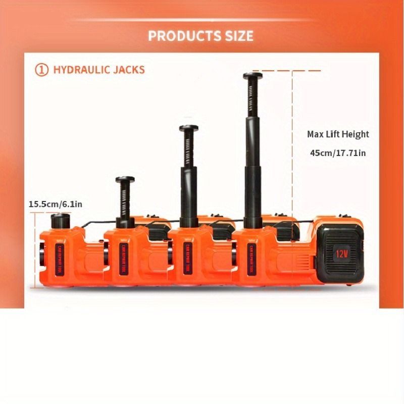 LCD Display Electric Car Jack, 5 Ton LBS Hydraulic Jack With Electric Impact Wrench, Portable Car Lift With Built-in Inflatable Pump, And LED Light For SUV MPV Sedan Truck Change Tires Garage Repair_voghion.com
