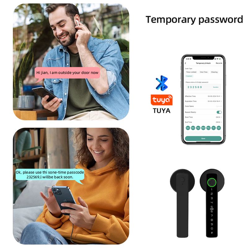 Serratura elettronica digitale intelligente per porta con impronta digitale 5KUBE M5 BLE con password/chiave/scheda IC/Smartlife/sblocco tramite app Tuya_voghion.com