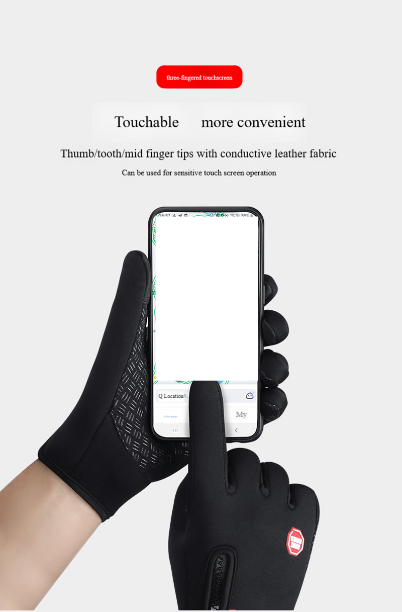 Unisex Bike Touch Screen Commuting Autumn And Winter Warm Ski Riding Windproof Gloves_voghion.com