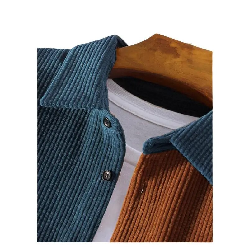 Spring Autumn Cargo Corduroy Men Long Sleeve Casual Pocket Patchwork Men's Shirts High Quality Overshirt Blouses Male_voghion.com