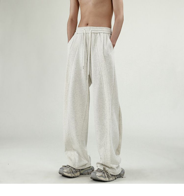 Men's Deconstructed Streetwear Pants – High-Waisted Wide-Leg Joggers (Dragged Hem, Elastic Waist, Lightweight, M-3XL)_voghion.com