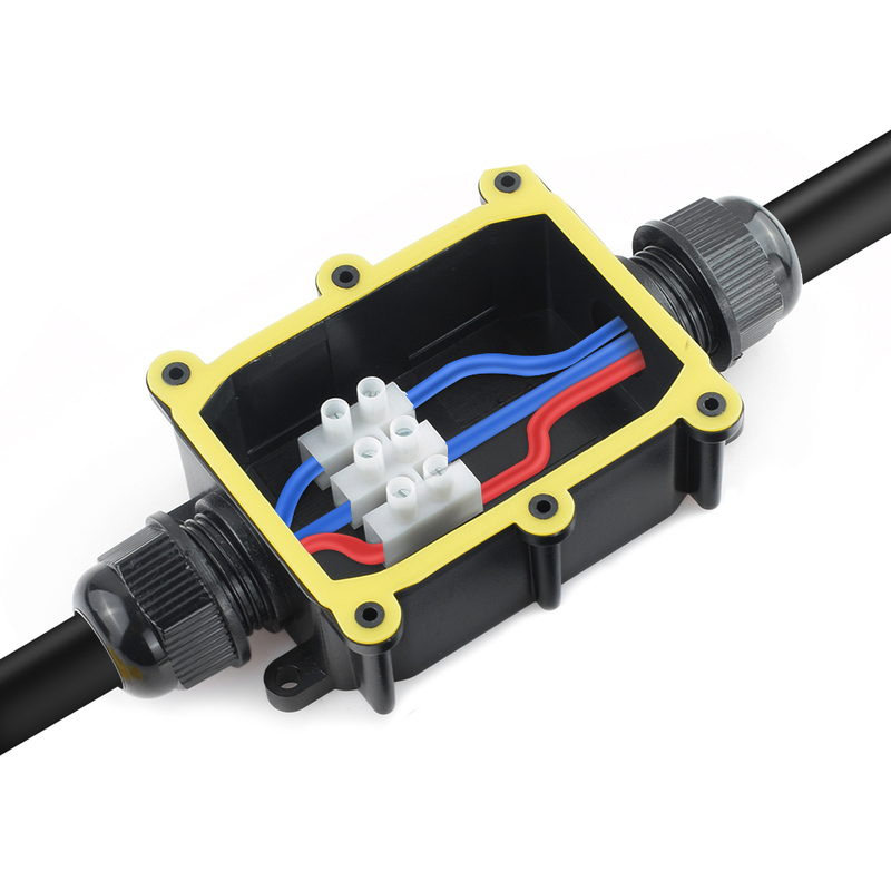2/3/4/5/6 Way IP68 Waterproof Junction Box Electrical Enclosure Block Cable Connecting Line Protection Wire Black Junction Box_voghion.com