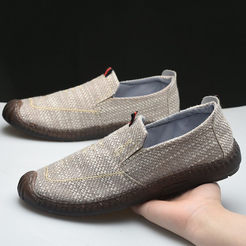 Stoff Leinen 2025 Frühling Freizeit Leichte Kuhmuskel Weiche Sohle Online Fahren Und Gehen Atmungsaktive Herrenschuhe_voghion.com
