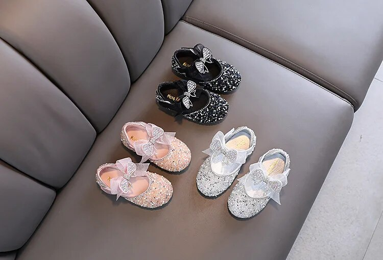 AINYFU – chaussures de mariage en cuir pailleté pour filles, chaussures de princesse avec nœud papillon en strass, à la mode, nouvelle collection 2024_voghion.com