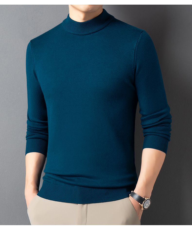 Herbst und Winter Halbhoher Kragen Precision Edition Dicker Herren Strickpullover mit Kapuze_voghion.com