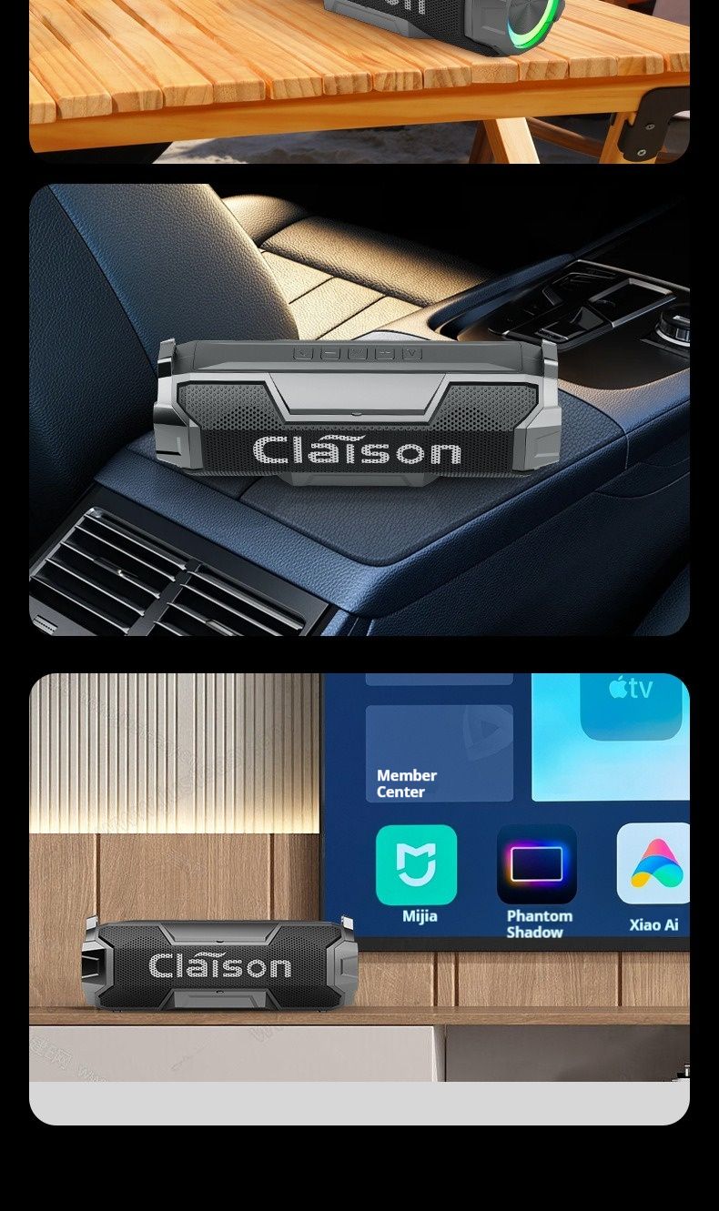 Caisson de basses 30 W, lumière colorée, sans fil, Bluetooth 5.3, son stéréo, portable, fête familiale, karaoké, boombox, étanche_voghion.com