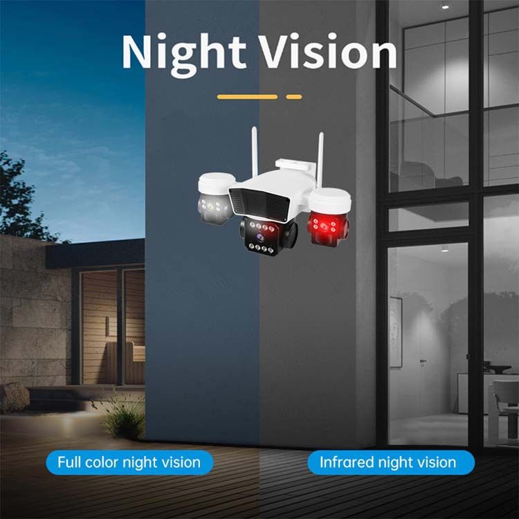 Triple-Lens WiFi Security Camera With 6MP HD, Smart Night Vision, 360° Panoramic View, IP66 Weatherproof For Outdoor Surveillance_voghion.com