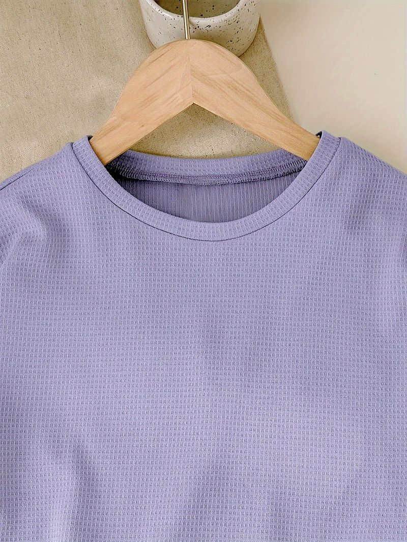 Ensemble deux pièces décontracté pour mère et enfant, haut à manches courtes et short de couleur unie, à la mode, pour filles_voghion.com