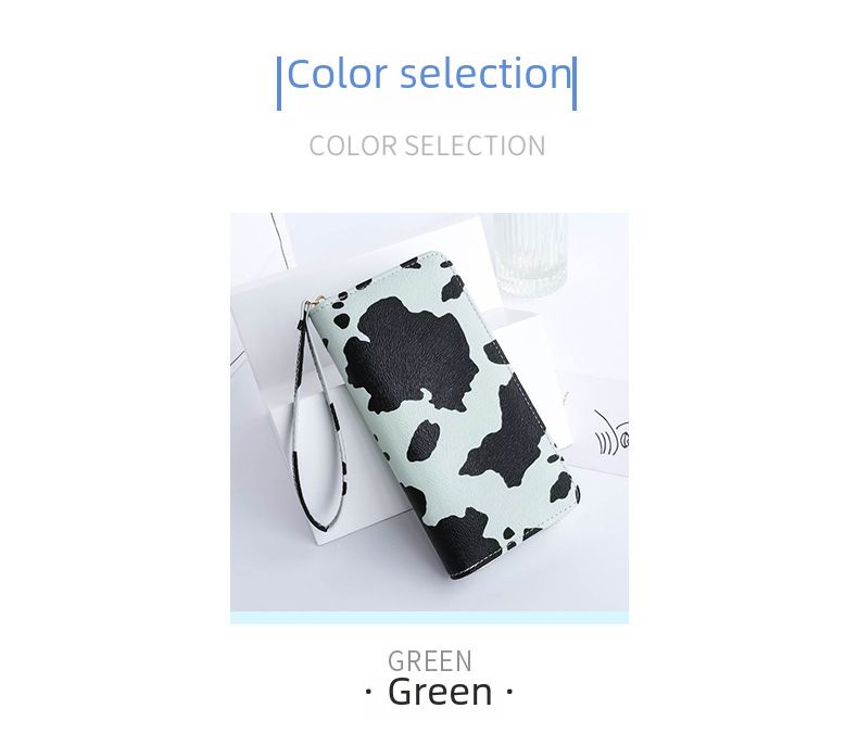 Cross-border Women's bag wholesale 2022 summer Korean style contrast color milk pattern multi-compartment wallet long horizontal clutch_voghion.com