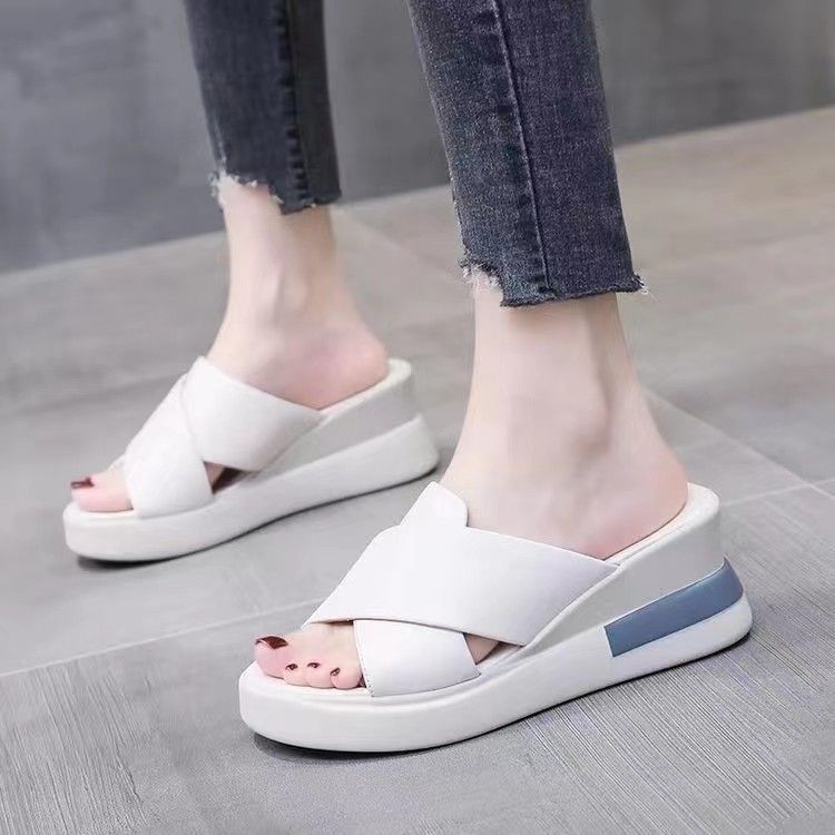 Hausschuhe mit Keilabsatz für Damen, lässig, offene Zehenpartie, Feenstil, dicke Sohle, Plateau, gekreuzte Schuhe in großer Größe für Damen_voghion.com
