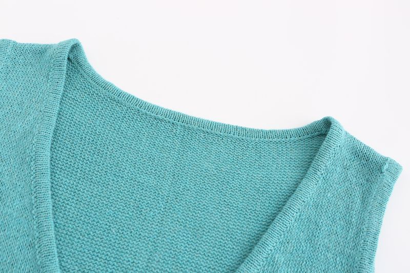 Women's Clothing summer fashion casual deep V-neck vest drawstring knitted women's sweater suit two-piece set_voghion.com