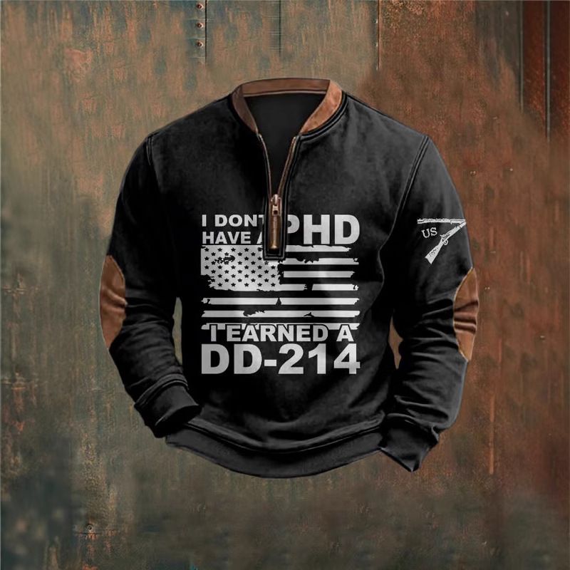 Felpa con stampa 3D da uomo, mezza cerniera, autunno inverno_voghion.com