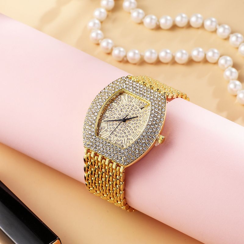 ατσάλινη ζώνη με βαρέλι διαμάντι γυναικείο ρολόι gypsophila σετ βραχιόλι ρολογιών χαλαζία με ρωμαϊκό σχέδιο_voghion.com