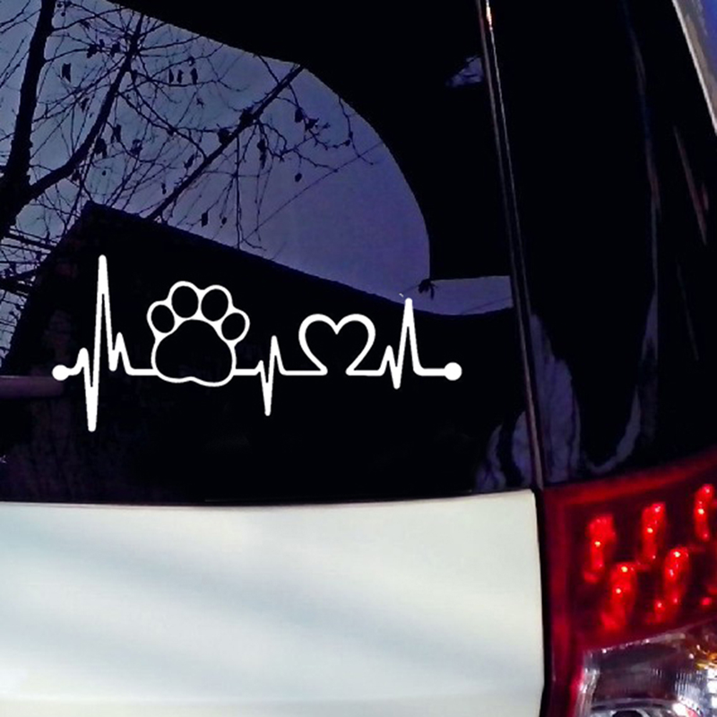 Heartbeat Dog Paw Creative Διακοσμητικό αμάξωμα παραθύρου αυτοκινήτου Αυτοκόλλητο Αυτοκόλλητο_voghion.com