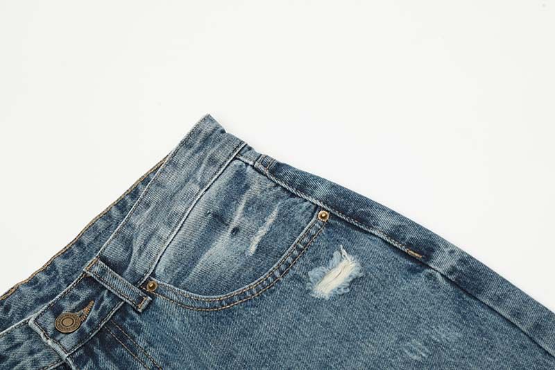 Men's Clothing Washed Distressed Ripped Drape Niche Jeans Men And Women Trendy Retro Loose Casual Straight Pants_voghion.com