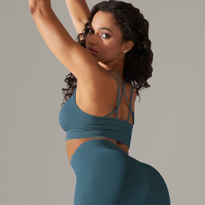 Damkläder sömlösa stickade enfärgade vacker rygg andas cross sport bh löpning fitness yoga bh topp_voghion.com