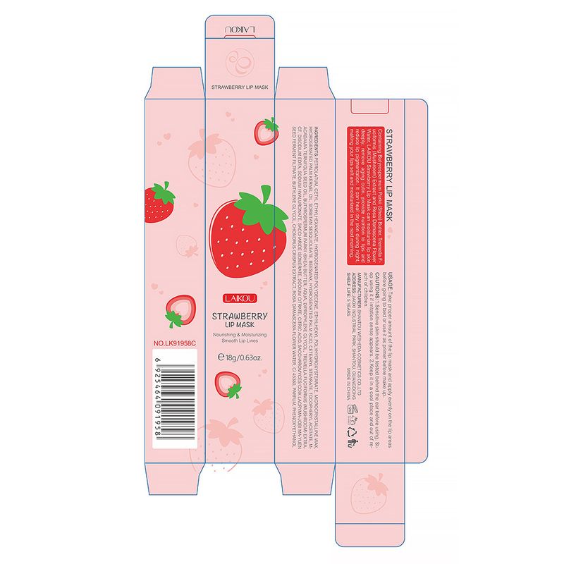 Lippenbalsam 18g Elastische und zarte Lippen Süße Erdbeere Feuchtigkeitsspendende englische Verpackung_voghion.com