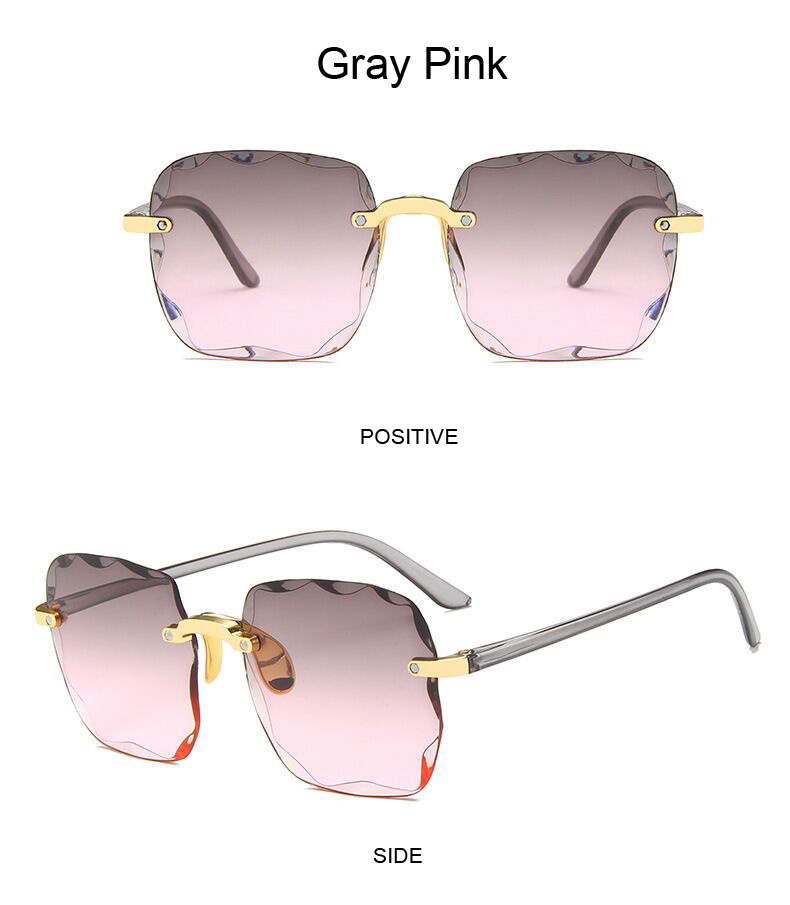 Fyrkantiga solglasögon Kvinna Mode Gradient Spegel Ramlösa Solglasögon Kvinnlig Klassisk Vintage Oversized Kantlös Oculos De Sol_voghion.com