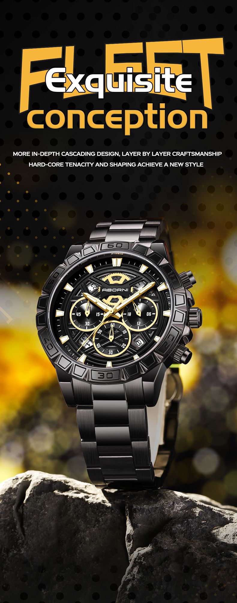 Men's Stainless Steel Chronograph Quartz Watch With Date Display, Luminous Hands, And 30M Water Resistance Fashionable Multi Function Chronograph_voghion.com