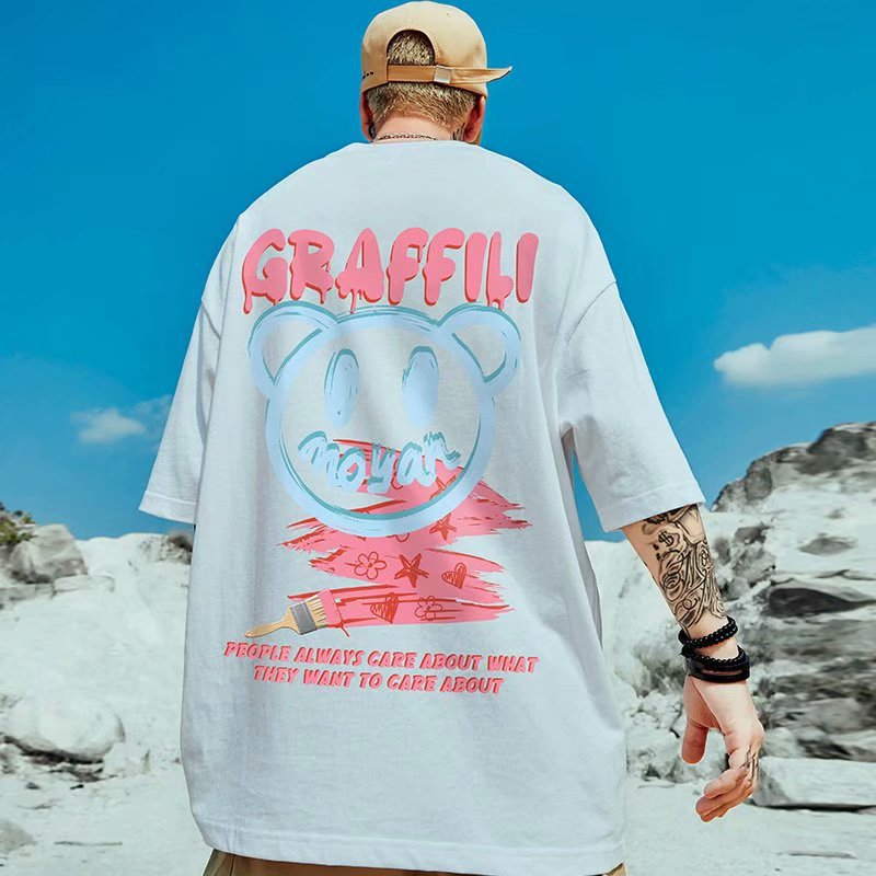 C&JChina-schickes Jugend-T-Shirt für dicke Männer, Mode ins kurzärmlige Modelabel, lockerer Sommer plus übergroße Mode mit halben Ärmeln_voghion.com