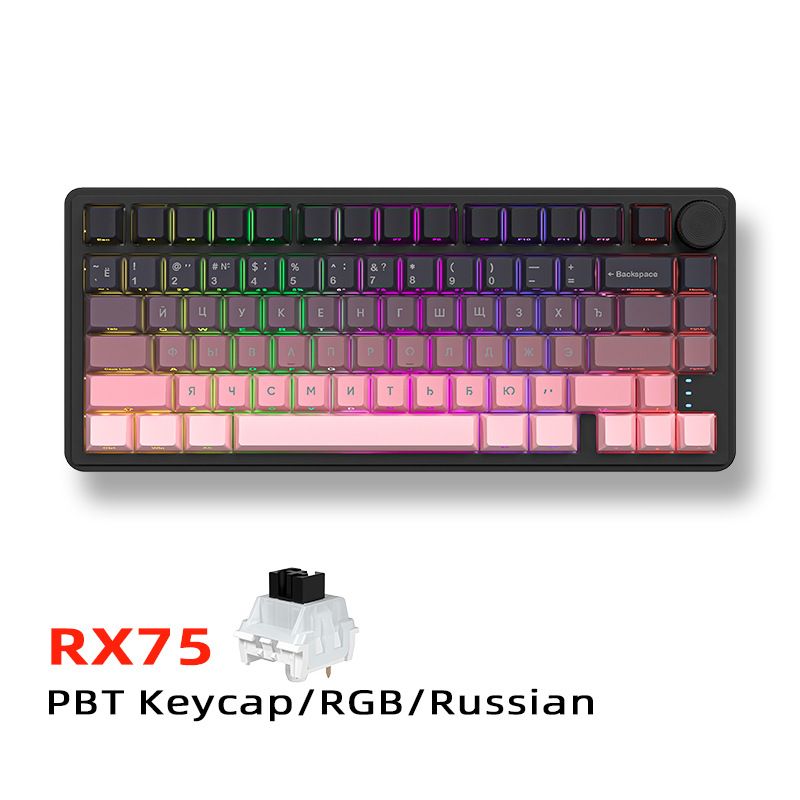 Zifriend RX75 Russian Mechanical Keyboard Wireless Bluetooth Three-mode Customized E-sports Game Side Engraved Keyboard_voghion.com