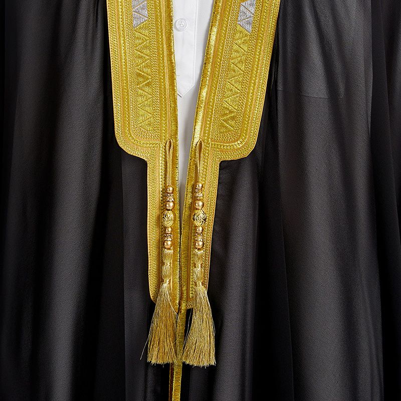 Herenjas Moslimkleding Kimono Losse Abaya Jurken Lange Mouw Geborduurde Chiffon Kaftan Casual Formeel Dubai Thobe_voghion.com
