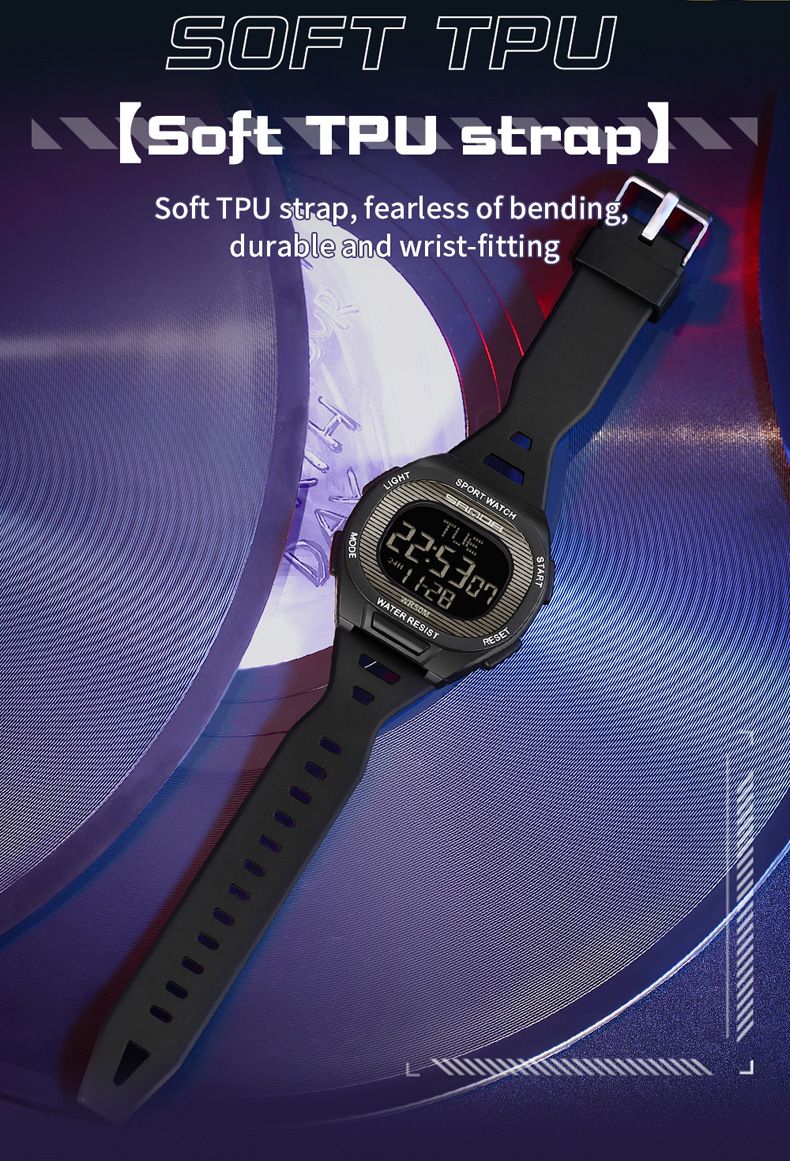 Orologio sportivo digitale da uomo e da donna con sveglia, impermeabile, multifunzione, retroilluminazione a LED, cronometro, timer per il conto alla rovescia, design leggero e di lusso_voghion.com