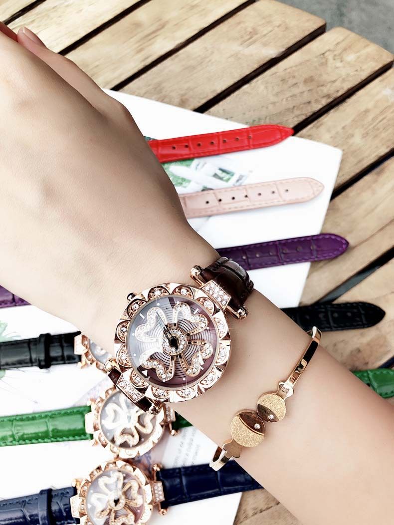 Neue Zeit läuft Damen Luxus Mode Diamant Set Liebe wasserdicht Student Gürtel Quarzuhr_voghion.com