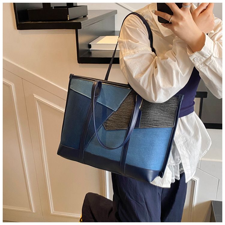 Women's Tote Bags Casual Large-capacity Handbag, Women's Fashionable Color-blocked Single-shoulder Bag, Commuting Tote Bag For Work_voghion.com