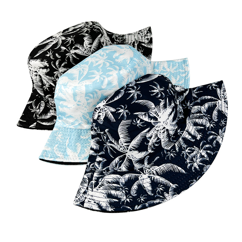 Nuevo sombrero de cuenco de doble cara con estampado de fruta de pescador, protector solar junto al mar y sombrero de playa con sombrilla_voghion.com