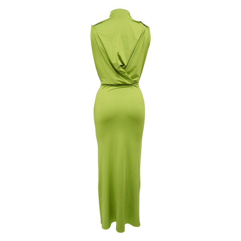 Sexy High-Slit Bodycon Dress With Ruffle Detail - Sleeveless Party Dress For Women In Bold Colors_voghion.com
