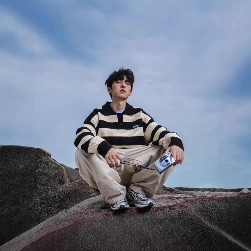 GSOON Men's Autumn/Winter New 800G Arctic Cotton Cashmere Color Blocked Striped Thick Knitted Sweater B_voghion.com