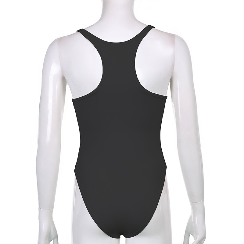 Wind 2025 Summer New Solid Color Basic Chest Show V-neck Jumpsuit Women's Sleeveless T-shirt Bottom Top_voghion.com