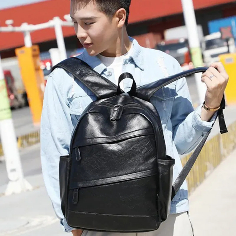 Designer-Schulrucksack im Universitätsstil, schlichter, multifunktionaler Rucksack aus PU-Leder für Herren, modisch und lässig – ideal für Reisen._voghion.com