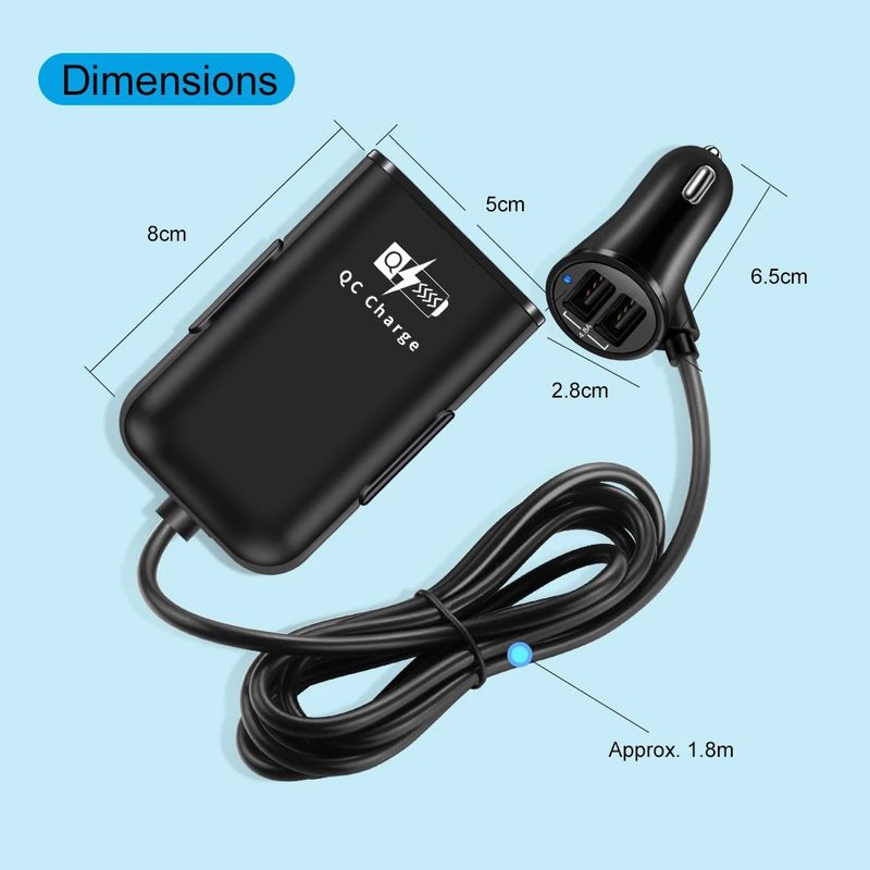 Music Festival  One to four 4USB wired fast charging with 4-port multi port 4-in-1 car charger for front and rear seats_voghion.com