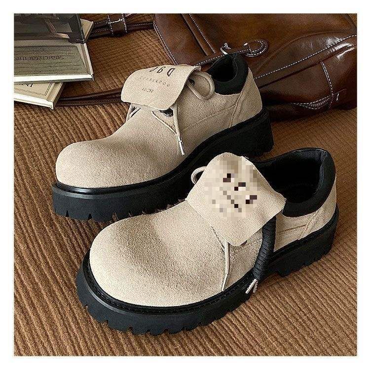 ShoeVault 2025 New Style Cowhide Big Toe Derby For Men Suede Leather Shoes Internet Celebrity Hot Item British Soft Sole_voghion.com