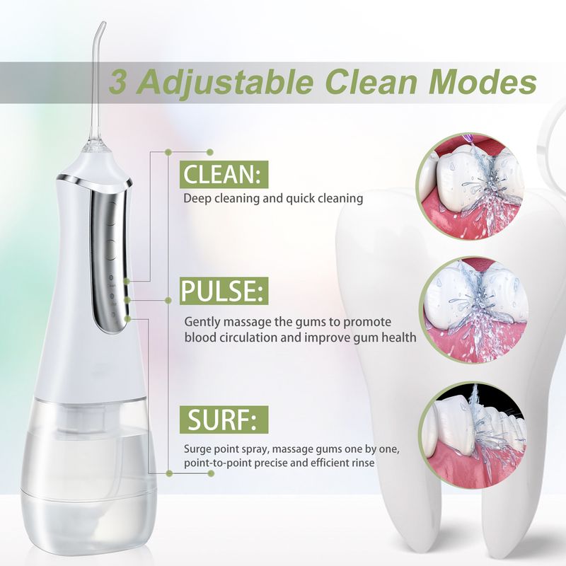 Portable Oral Irrigator Waterproof Irrigador 350ML Dental Water Flosser Teeth Cleaner USB Rechargeable Waterpulse Wash Bag_voghion.com