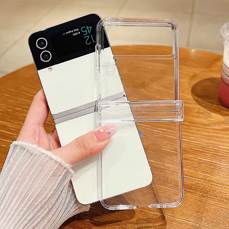 Clear For Galaxy Flip 6 5 4 3 Samsung Z Flip5 Flip4 Flip3 5G Folding Transparent PC Hard Phone Case Cover_voghion.com