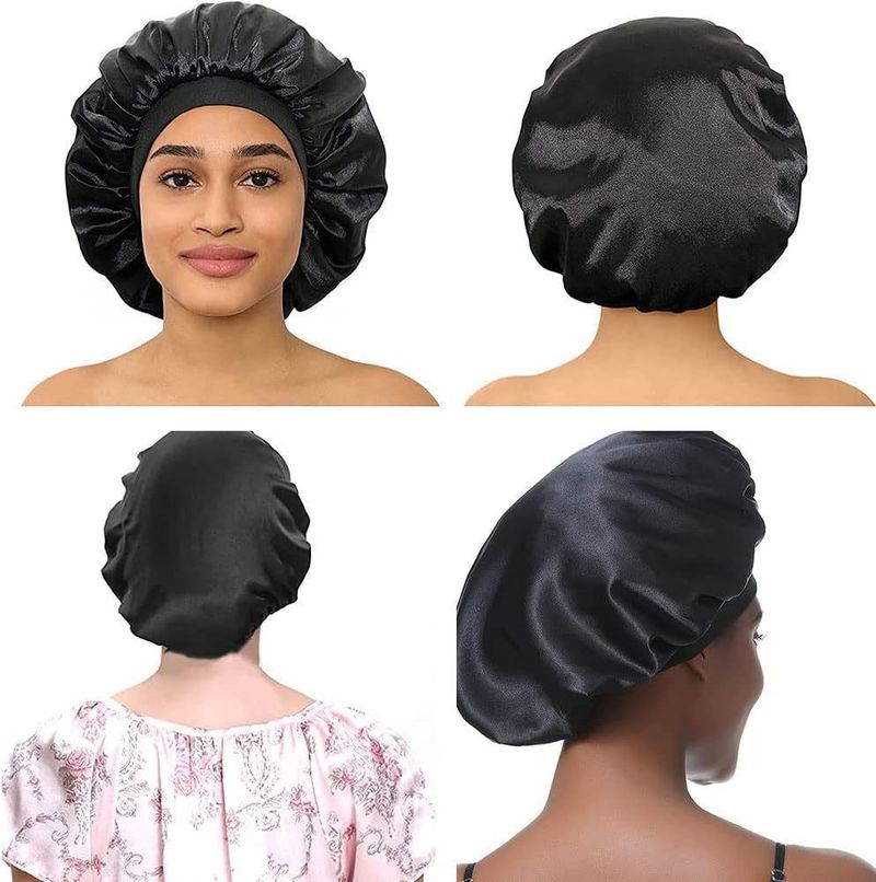 Herbst und Winter Leopardenmuster Schlafmütze Breitkrempe Satin Hut Haarpflegemütze Waschmütze Duschhaube Haarhaube_voghion.com