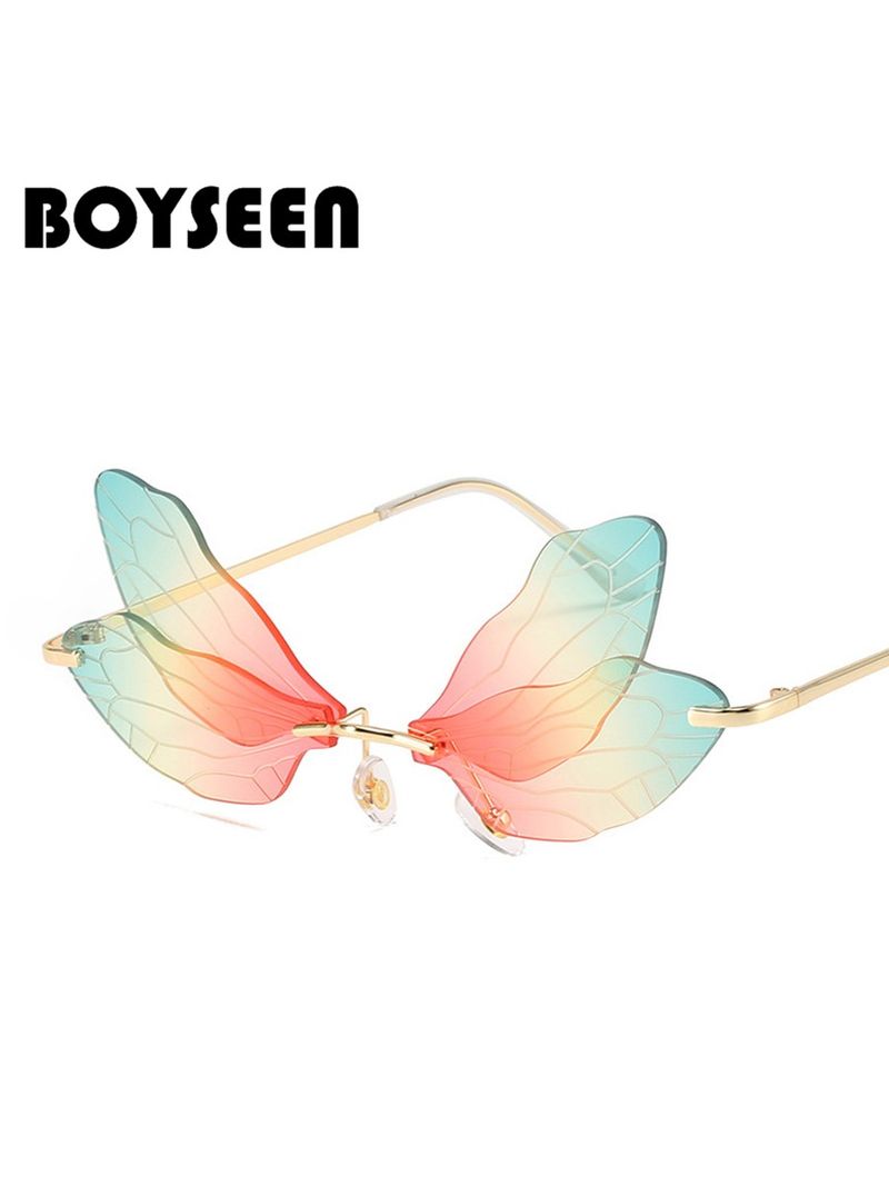 LazyZoom Dragoy Shape Catwalk Girls Fashion Unique Gradient Sunglasses Instagram Mesh Red Asian Culture Butterfly Glasses_voghion.com
