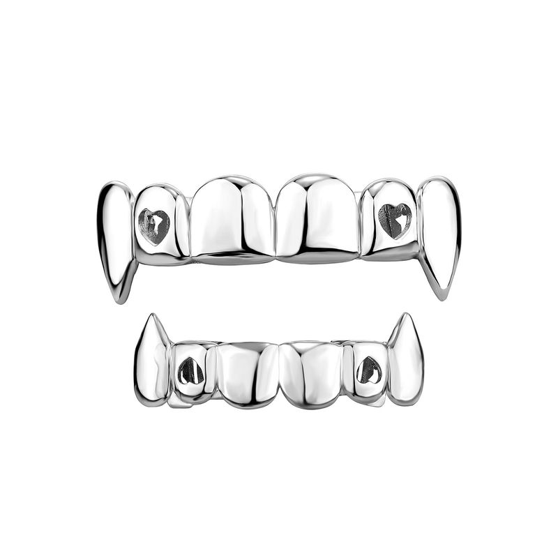 Grillz Hip Hop Vampire Fang - Gioielli dentali placcati in oro e argento per uomini e donne - Accessorio per costumi di Halloween_voghion.com