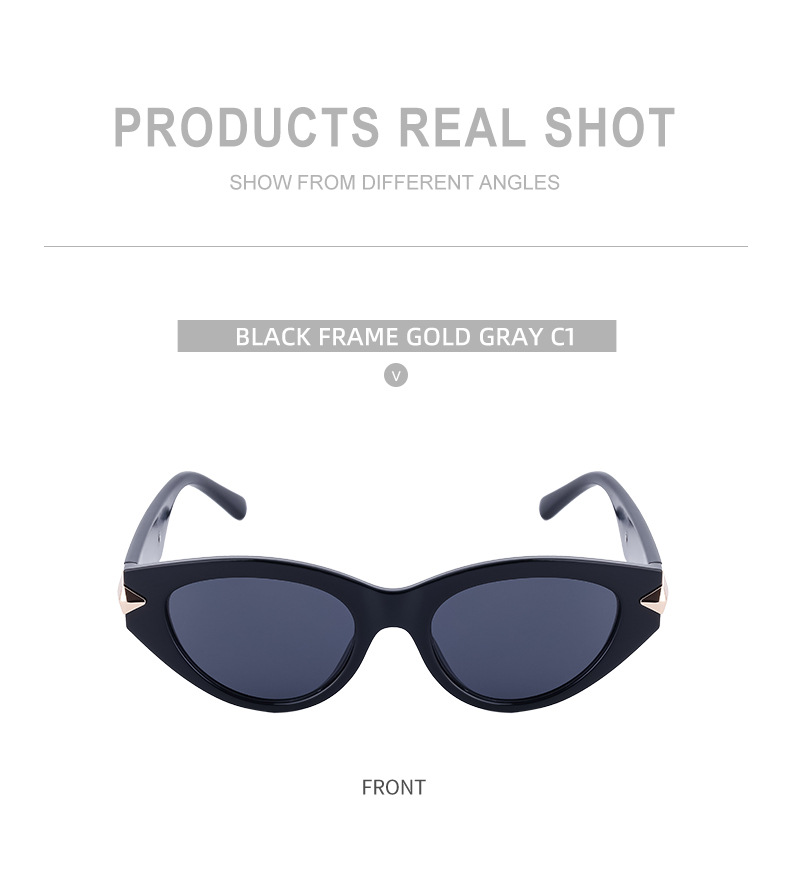 Foto di strada alla moda cat's eye, occhiali da sole resistenti ai raggi UV, occhiali da sole femminili_voghion.com